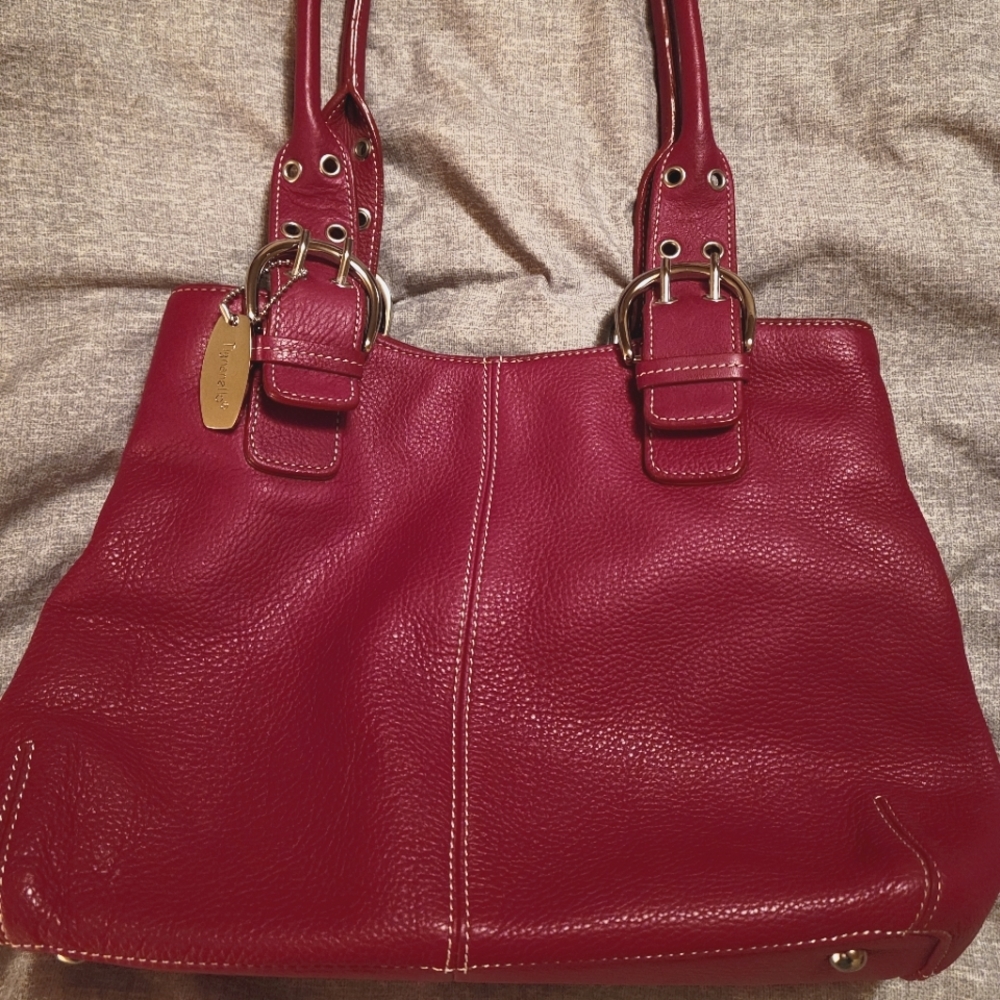 Tignanello Red Leather Satchel Handbag Shoulderbag